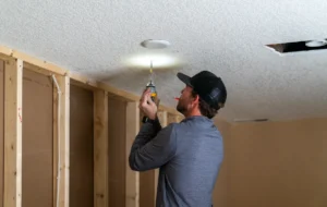 A man working on a light fixture